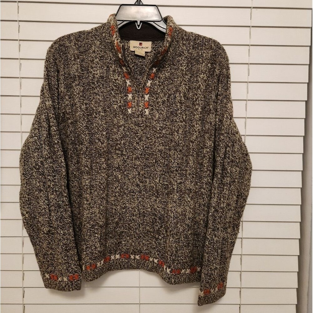 Woolrich Women's Dark Chocolate Heather Quarter Zip Sweater Size Medium